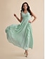 economico Abiti da festa-Chiffon Ruffle V Neck Maxi Dress