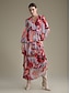 billige Print Dresses-Cross Front Chiffon Ruffle Puff Sleeve Maxi Dress