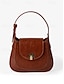 baratos Clutches &amp; Evening Bags-Classic Leather Gold Tone Handbag