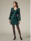 cheap Party Dresses-Sequin Tie Back Dark Green Elegant Mini Dress