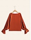 abordables Blouses-Puff Sleeve Satin Blouse