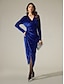 economico Abiti da festa-Navy Velvet Glitter Party Midi Dress