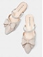 abordables Ballerines-Rhinestone Bow Pointed Toe Slip On Mules