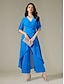 abordables Combinaisons-Chiffon Split Sleeve Wide Leg Jumpsuit