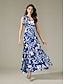 billige Print Dresses-Sleeveless Ruffle Flower Maxi Dress