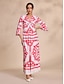 preiswerte Print Dresses-Geometric Boho Floral V Neck Maxi Dress