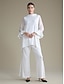 cheap Two Piece Sets-Modal Flare Cuff Blouse &amp;  Chiffon  Pants Set