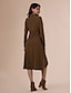 baratos Vestidos Midi-Mismatched Knit Tencel Elegant Midi Shirt Dress