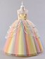 preiswerte Kleider für Mädchen-Kinder Mädchen Kleid Farbblock Regenbogen ärmellos Party süß Polyester Maxi Tüll Kleid Sommer Frühling 3-12 Jahre hellrosa weiß elfenbein