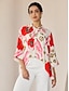 billige Shirts-Floral Magyar Sleeve Irregular Hem Shirt Collar Casual Daily Shirt