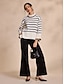 abordables Jerséis-Ribbed Knit Bell Sleeve Turtleneck Sweater