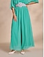 cheap Pants-Chiffon Wide Leg Full Length Pants(Belt Not Included)