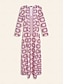 baratos Print Dresses-Floral Print Notched Collar Maxi Dress