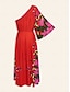 abordables Print Dresses-Bohemian Stripe Chiffon Smocked Maxi Dress