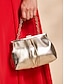 cheap Clutches &amp; Evening Bags-Gold Pleated Metallic Clutch