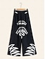 cheap Pants-Satin Wide Leg Printing Black Pants