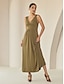 preiswerte Casual Kleider-Modal Sleeveless Solid Color V Neck Daily Casual Maxi Dress