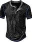 baratos Short Sleeve-Homens Camisa Waffle Henley Camisetas Xadrez Quadrados Henley Ao ar livre Casual Manga Curta Botão Roupa Poliéster Moda Designer Confortável