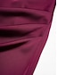 cheap Party Dresses-Satin Burgundy Ruched Wrap Party Midi Dress