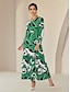 baratos Print Dresses-Graphic Geometric Crewneck Maxi Dress