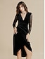 cheap Party Dresses-Velvet Black Lace Elegant Midi Dress