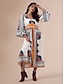 baratos Print Dresses-Bohemian Geometric Satin V Neck Maxi Dress