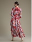 abordables Print Dresses-Cross Front Ruffle Puff Sleeve Chiffon Maxi Dress