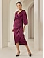 preiswerte Silvester Kleider-Ruched Satin Wrap Party Midi Dress