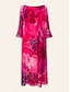 baratos Print Dresses-Elegant Floral Chiffon Off Shoulder Dress