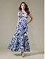 billige Print Dresses-Sleeveless Ruffle Flower Maxi Dress