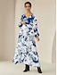 preiswerte Print Dresses-V Neck Chiffon Flounced Maxi Dress