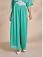 cheap Pants-Chiffon Wide Leg Full Length Pants(Belt Not Included)