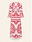 billige Print Dresses-Geometric Boho Floral V Neck Maxi Dress