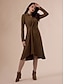 cheap Midi Dresses-Tencel Mismatched Knit Elegant Shirt Midi Dress