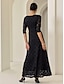 cheap Party Dresses-Lace Little Black 3/4 Length Sleeve Elegant Party Maxi Dress