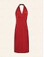 preiswerte Silvester Kleider-Satin Halter Sleeveless Midi Party Dress