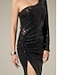 economico Abiti da festa-Sequin Split Ends Midi Dress