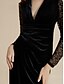 cheap Party Dresses-Velvet Black Lace Elegant Midi Dress