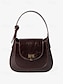 baratos Clutches &amp; Evening Bags-Classic Leather Gold Tone Handbag