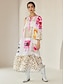 cheap Print Dresses-Satin Leopard Print Button Up Crew Neck Casual Daily Maxi Dress