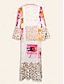 economico Print Dresses-Leopard Satin Button Crew Maxi Dress