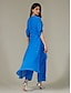 cheap Jumpsuits-Chiffon Irregular Hem Split Sleeve Wide Leg Jumpsuit