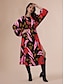 abordables Print Dresses-Satin Raglan Sleeve Midi Dress