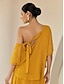 abordables Blouses-Knotted One Shoulder Chiffon Blouse