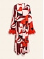 economico Print Dresses-Geometric Print Casual Midi Dress