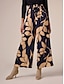 preiswerte Pants-Printing Satin Wide Leg Casual Pants