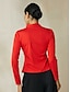 cheap Blouses-Ruched Metal Knitwear Long Sleeve Crossover Collar Blouse