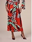 cheap Skirts-Satin Ruched Printing Elegant Midi Skirt