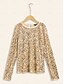 cheap T-shirts-Sequin Apricot Split Ends Long Sleeve Blouse