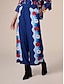 cheap Pants-Satin Loose Wide Leg Vacation Artistic/ Retro Printing Causal Pants